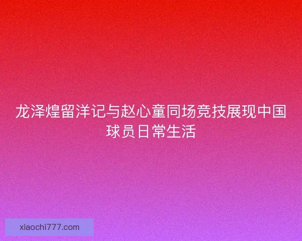 龙泽煌留洋记与赵心童同场竞技展现中国球员日常生活